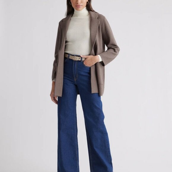 Quince 100% Organic Cotton Knit Blazer - Size S - Heather Brown - Picture 4 of 11